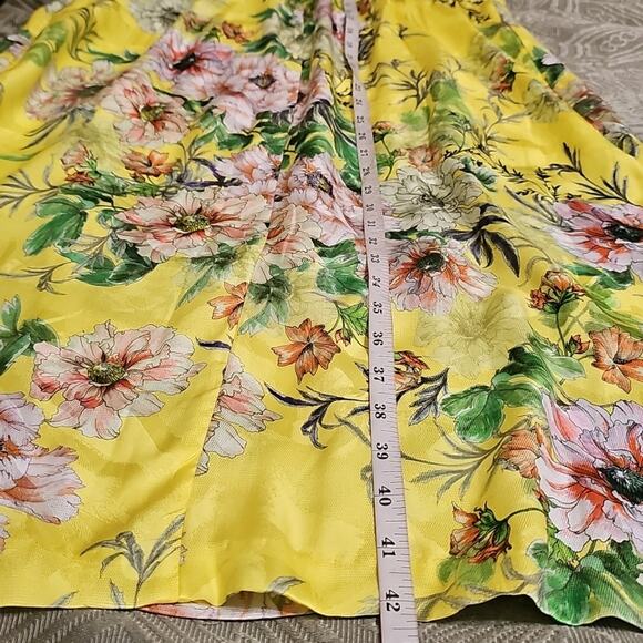 Anthropologie NWOT Sparrow Silk Blend Yellow Floral Midi Dress 10P - Picture 4 of 13